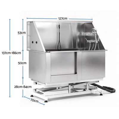 i.Pet Electric Pet Bath Tub Dog Grooming Stainless Steel Wash Station 127cm