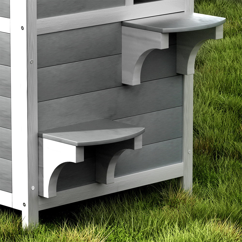 i.Pet Outdoor Cat House Shelter 56cm x 52cm x 82cm Rabbit Hutch Wooden Condo Small Outdoor Cat House