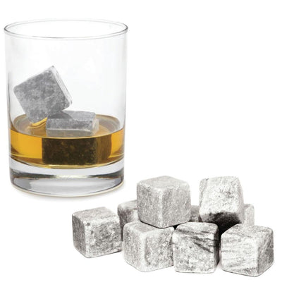 Whiskey Stones Ice Melts - 9 Reusable Natural Marble Chilling Scotch Rocks Cubes